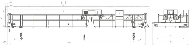 Краны мостовые двухбалочные, управление с пола