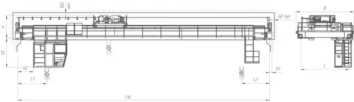 Краны мостовые двухбалочные, управление из кабины