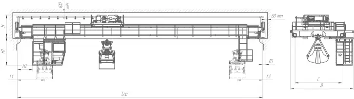 Краны мостовые специальные грейферные