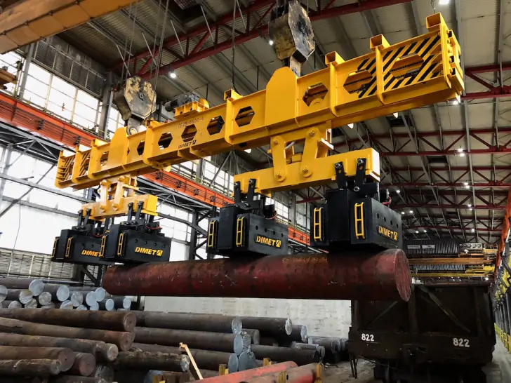 Магнитная траверса для круглой заготовки и пачек арматуры