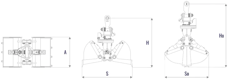 Гидравлический двухчелюстной грейфер для сыпучих грузов